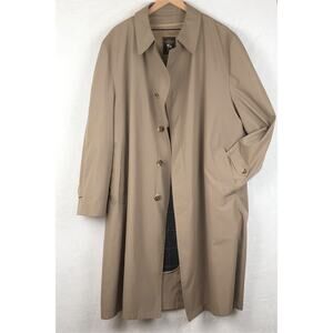 HART SHAFFNER & MARX Overcoat w Wool Zip Out Liner Sz 48R Khaki Rain Repellent
